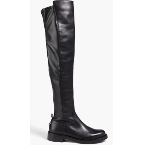 Sam Edelman Over The Knee Boots Size 7.5 Black Leather Narisa‎ Zip Up Block Heel - Picture 1 of 10